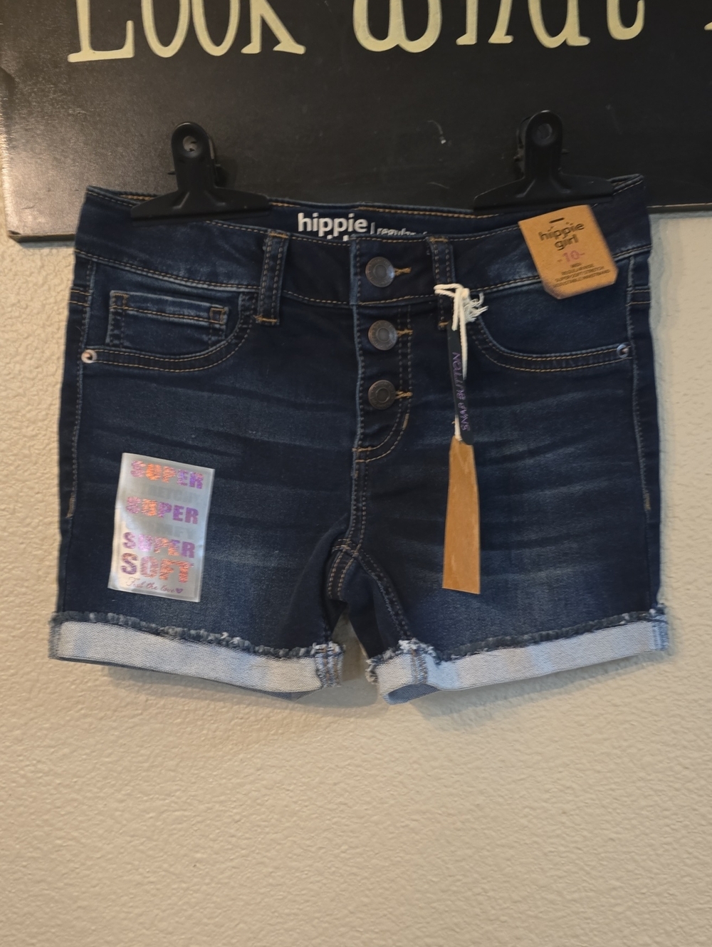 Hippie Laundry Girls' Dark Navy Denim Rolled-Hem Shorts